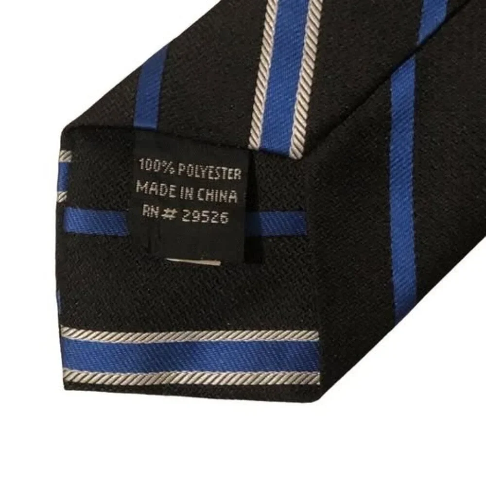 Boys Blue & Black Side Striped Clip-On Tie